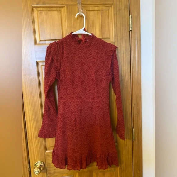 NWT XS Long Sleeve Red Cleobella Mini Dress - Picture 4 of 8